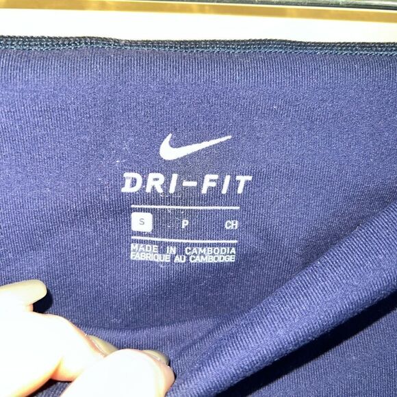 Nike Women’s Size Small Navy & Aqua Striped Dri-Fit Running Active Leggings - Picture 4 of 7